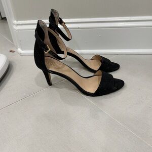 Vince Camuto Black Open-Toe Ankle-Strap Stiletto Sandals
